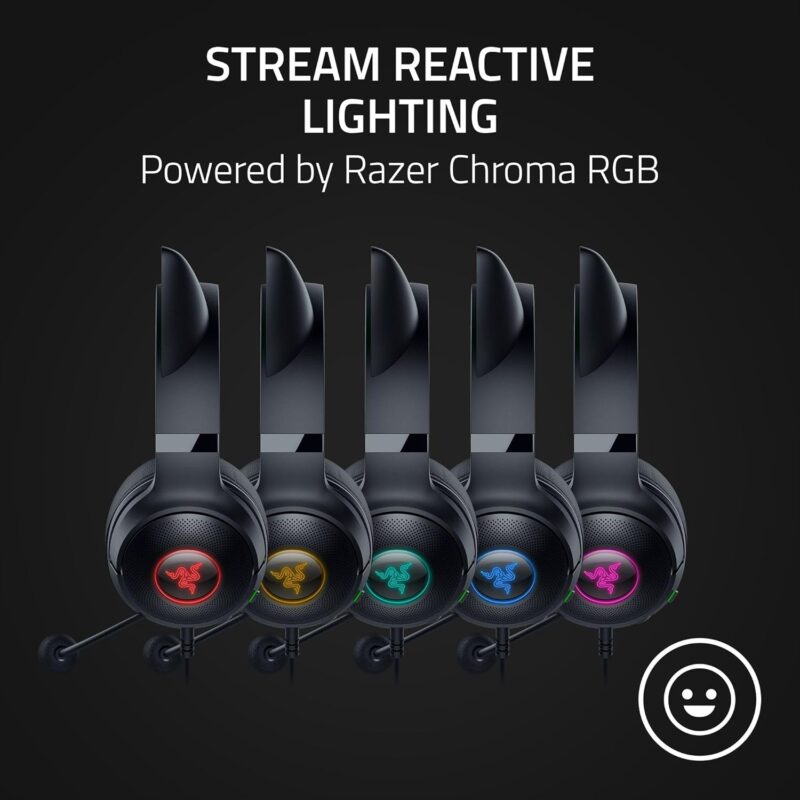 Razer Kraken Kitty V2 USB Wired RGB Headset: Chroma Kitty Ears - Black - Image 3