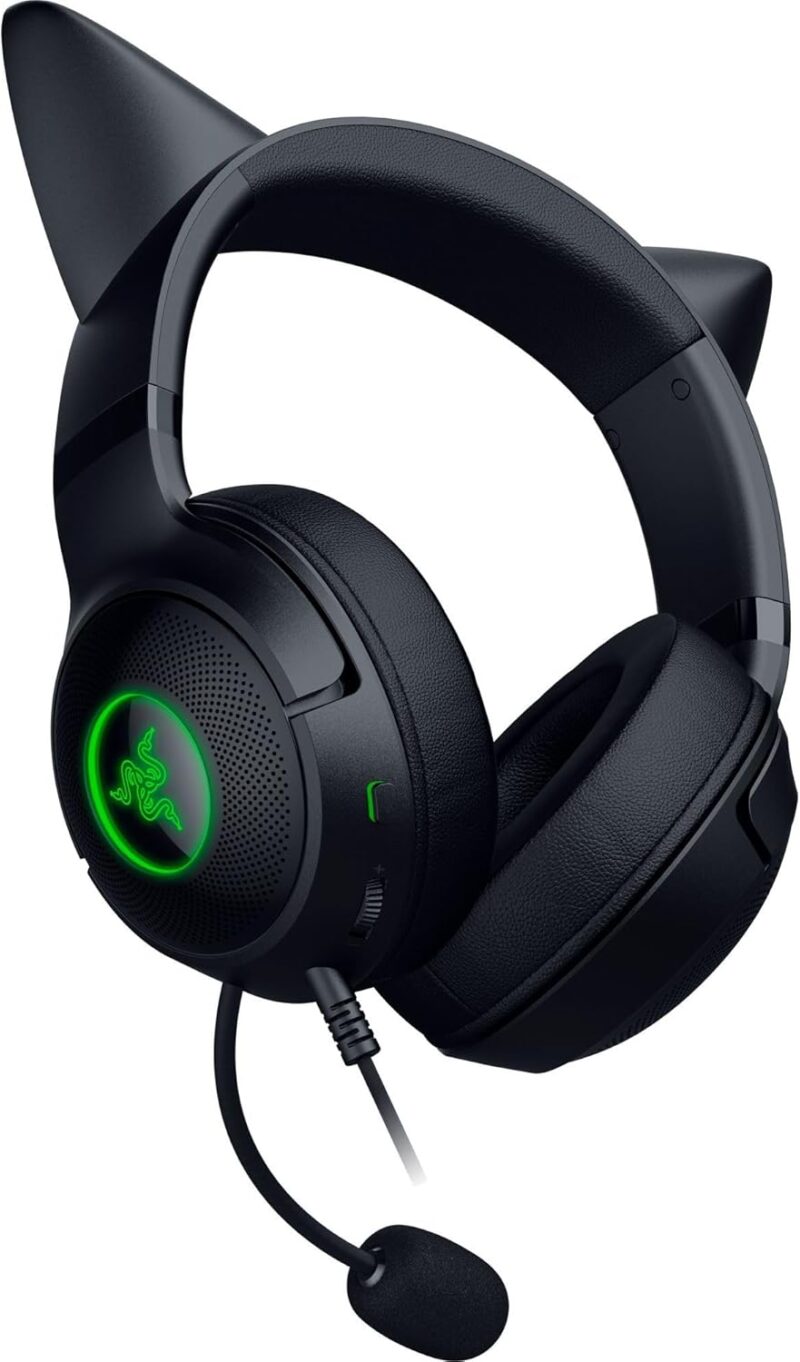 Razer Kraken Kitty V2 USB Wired RGB Headset: Chroma Kitty Ears - Black - Image 4